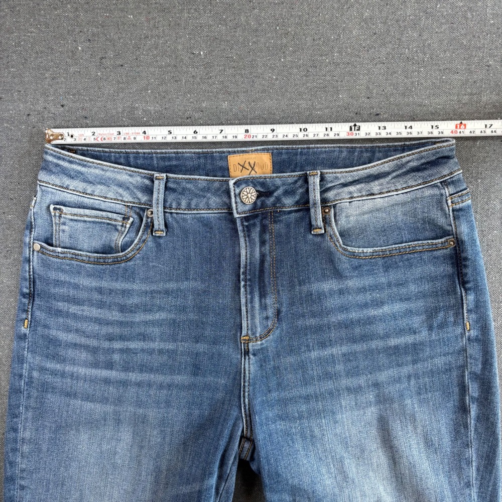 Driftwood Jackie Jeans Women Size 30 Blue Excellent Floral Embroidered Raw Hem - Picture 5 of 10